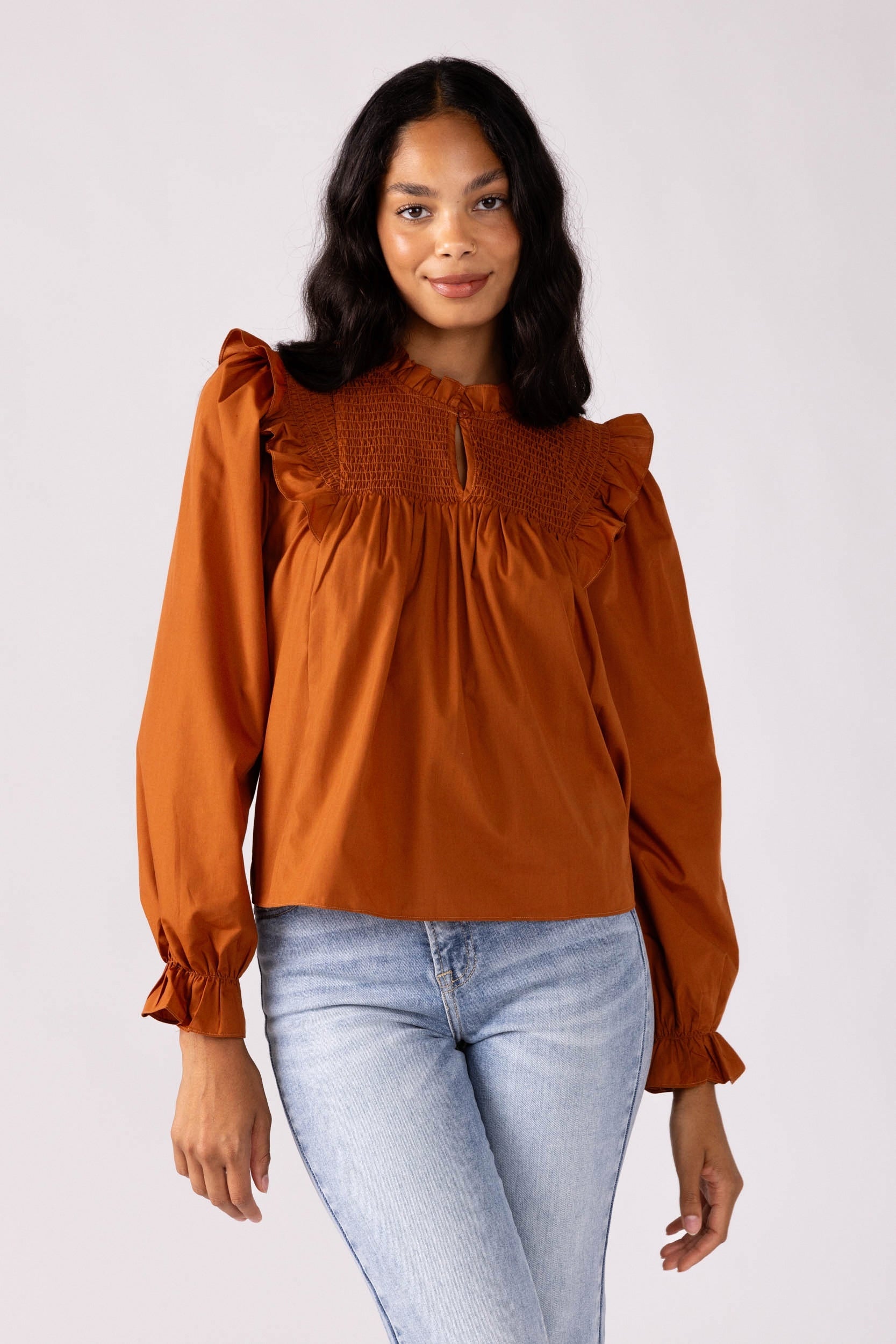 SALE - Haddie Smocked Front Top