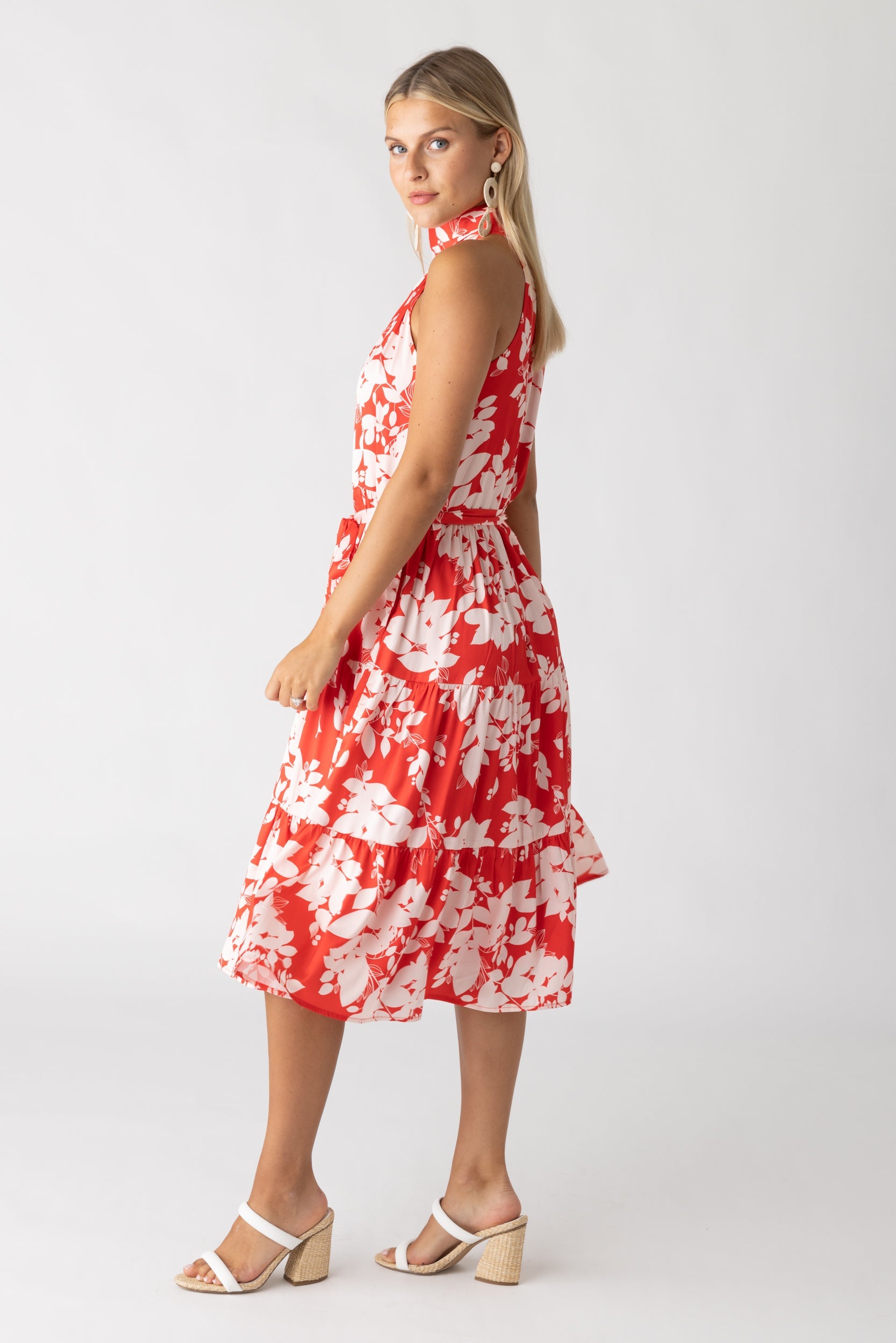 SALE- Sara High Neck Sleeveless Midi Dress