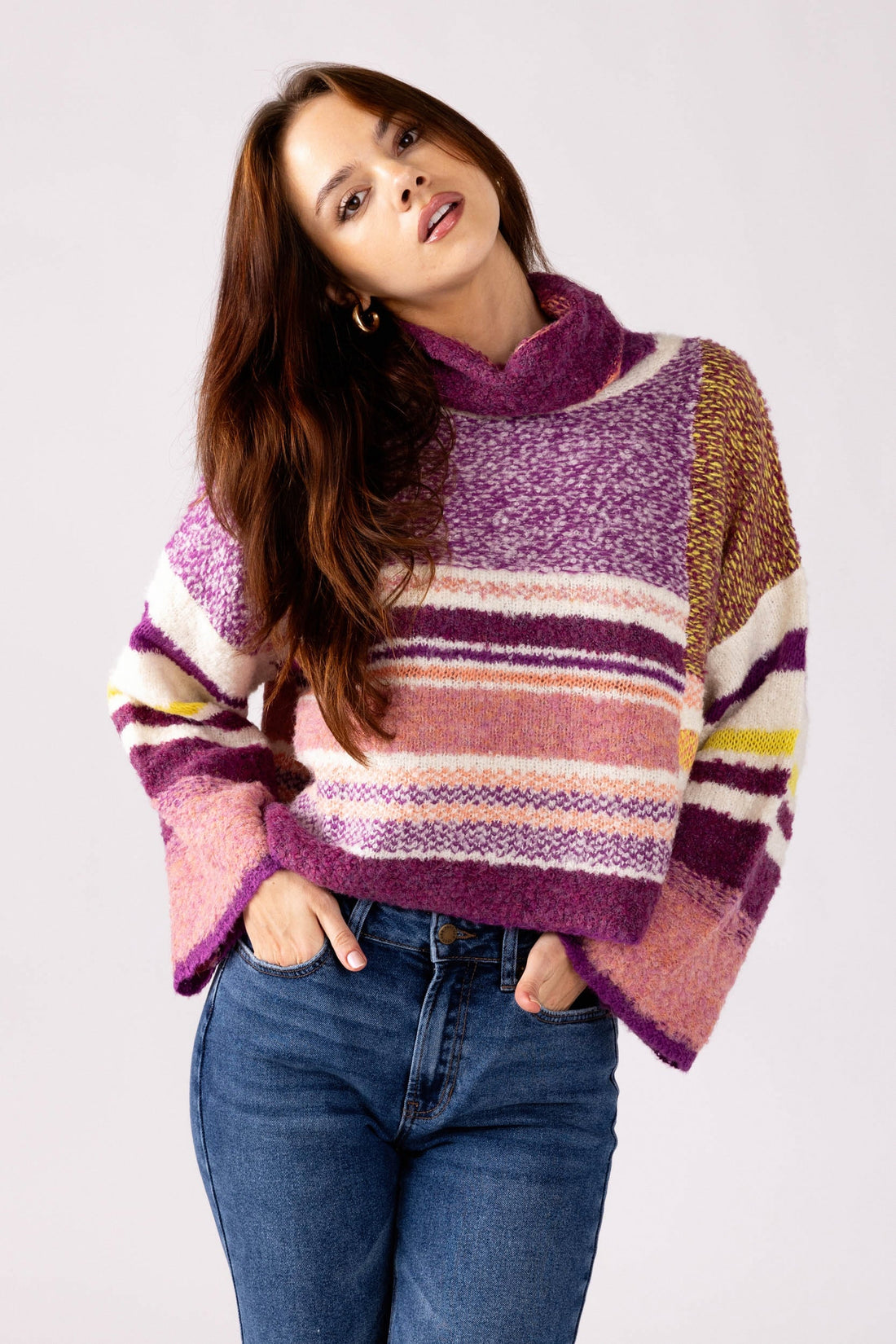 Lira Turtleneck Sweater - L - MULBERRY MULTI