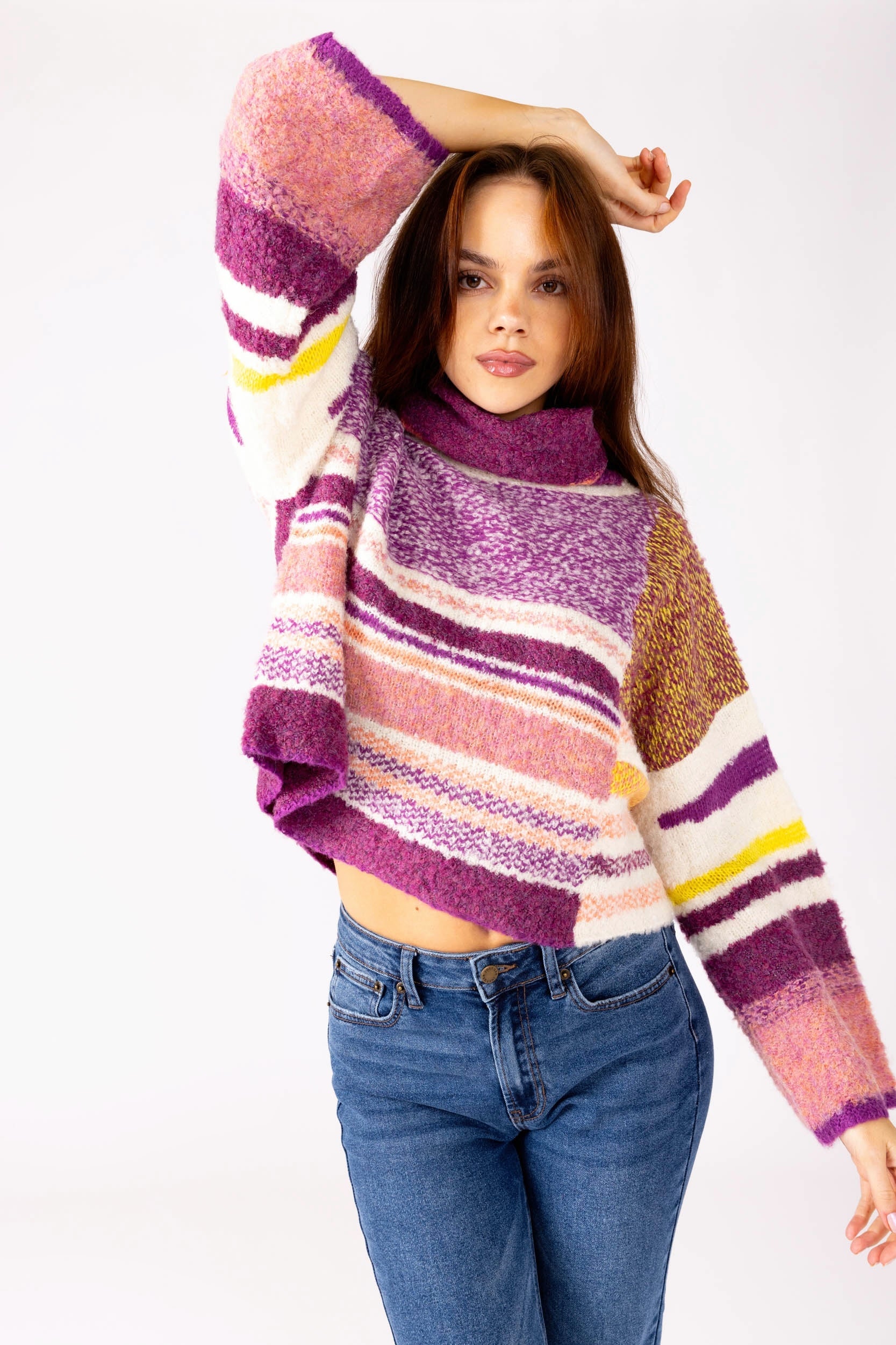 Lira Turtleneck Sweater - L - MULBERRY MULTI