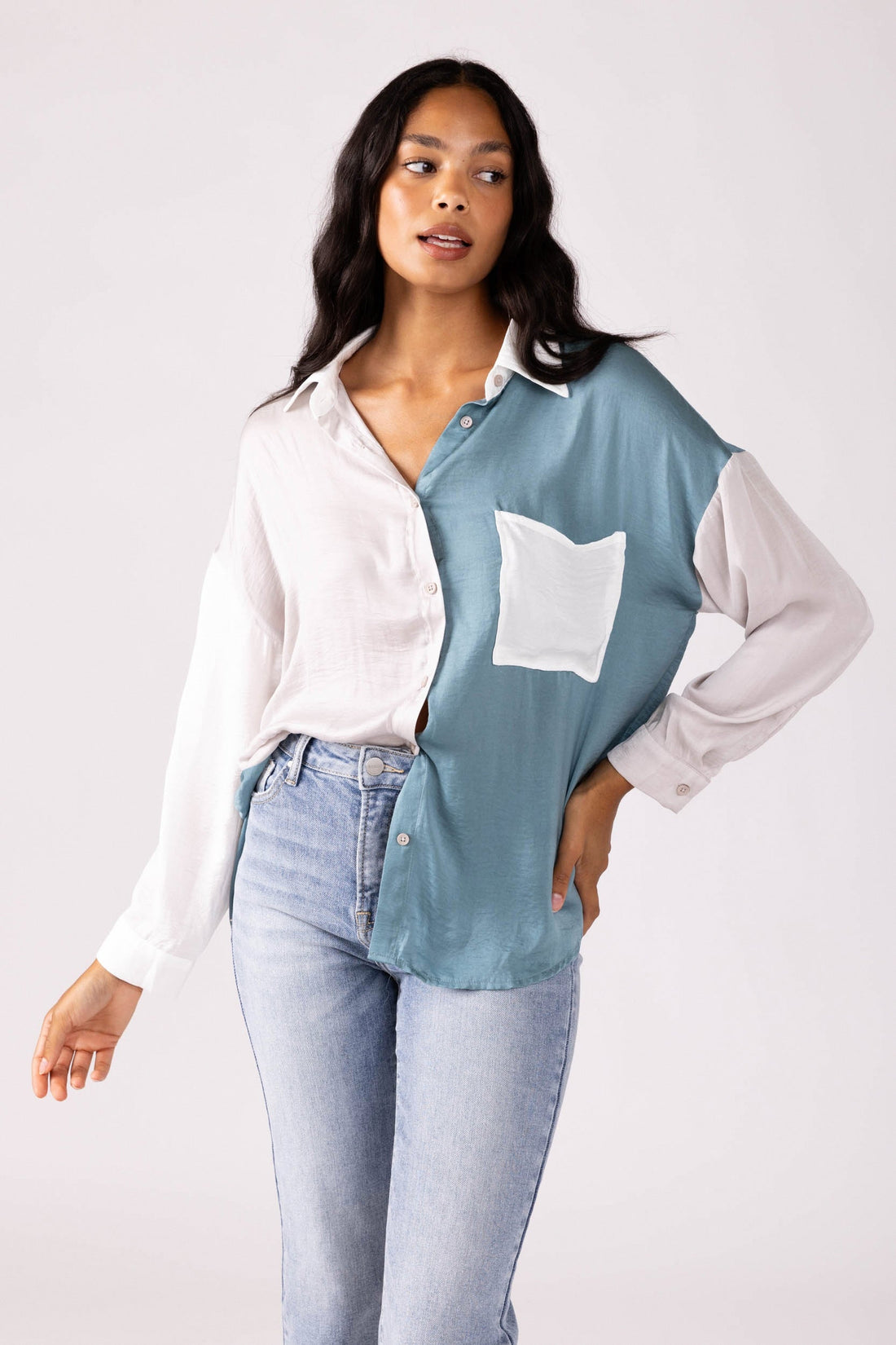 SALE - Alivia Colorblock Button Down Top