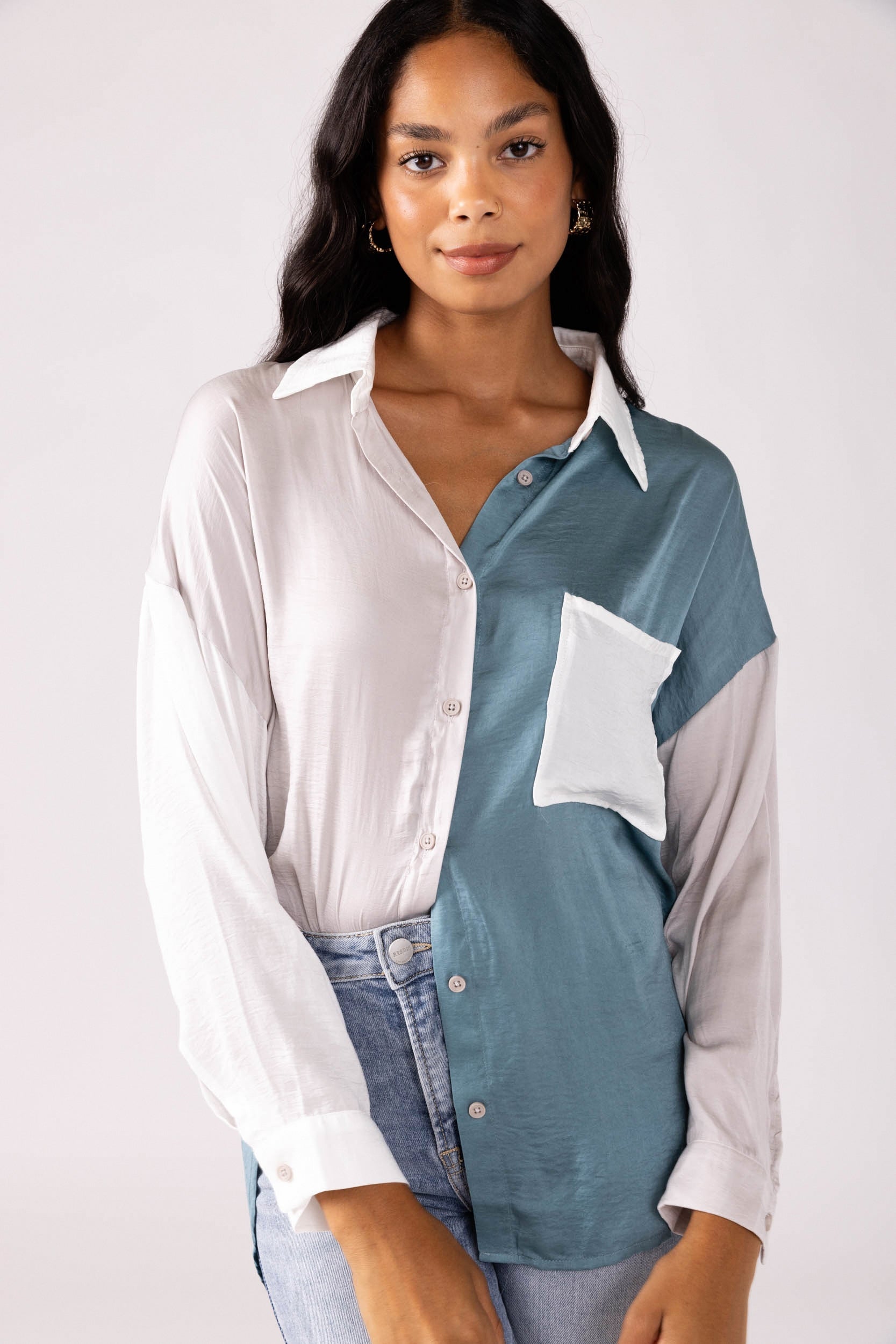 SALE - Alivia Colorblock Button Down Top