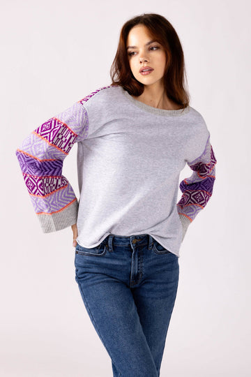 SALE - Janine Patterned Sleeve Sweatshirt