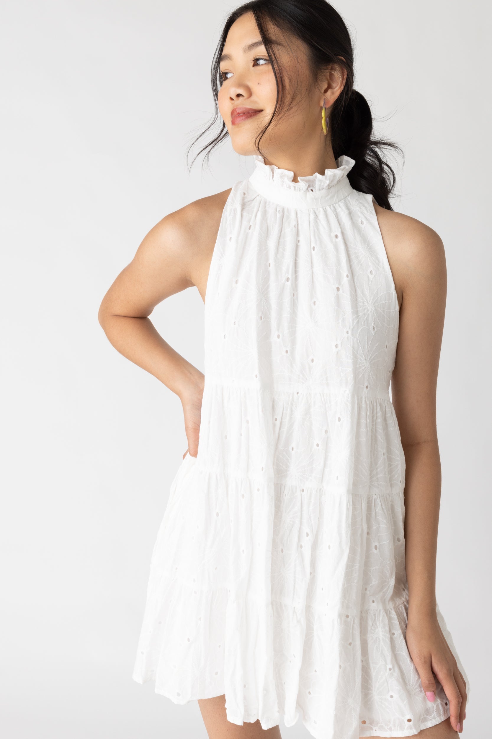 SALE - Evie Halter Eyelet Mini Dress