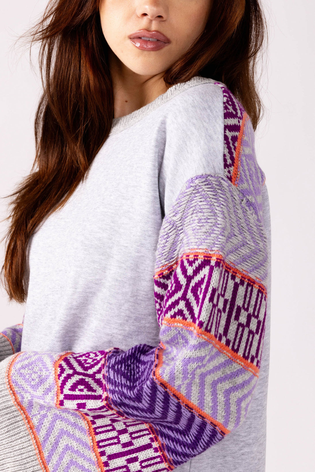 SALE - Janine Patterned Sleeve Sweatshirt
