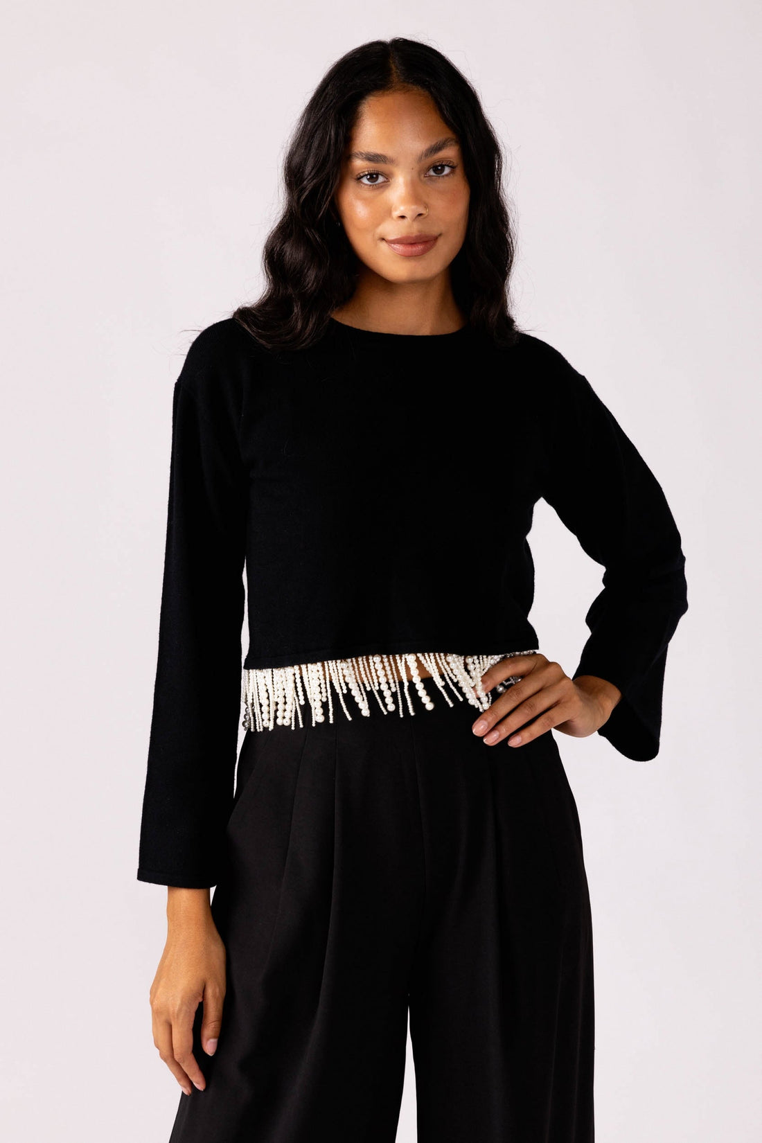 SALE - Chloe Pearl Fringe Top
