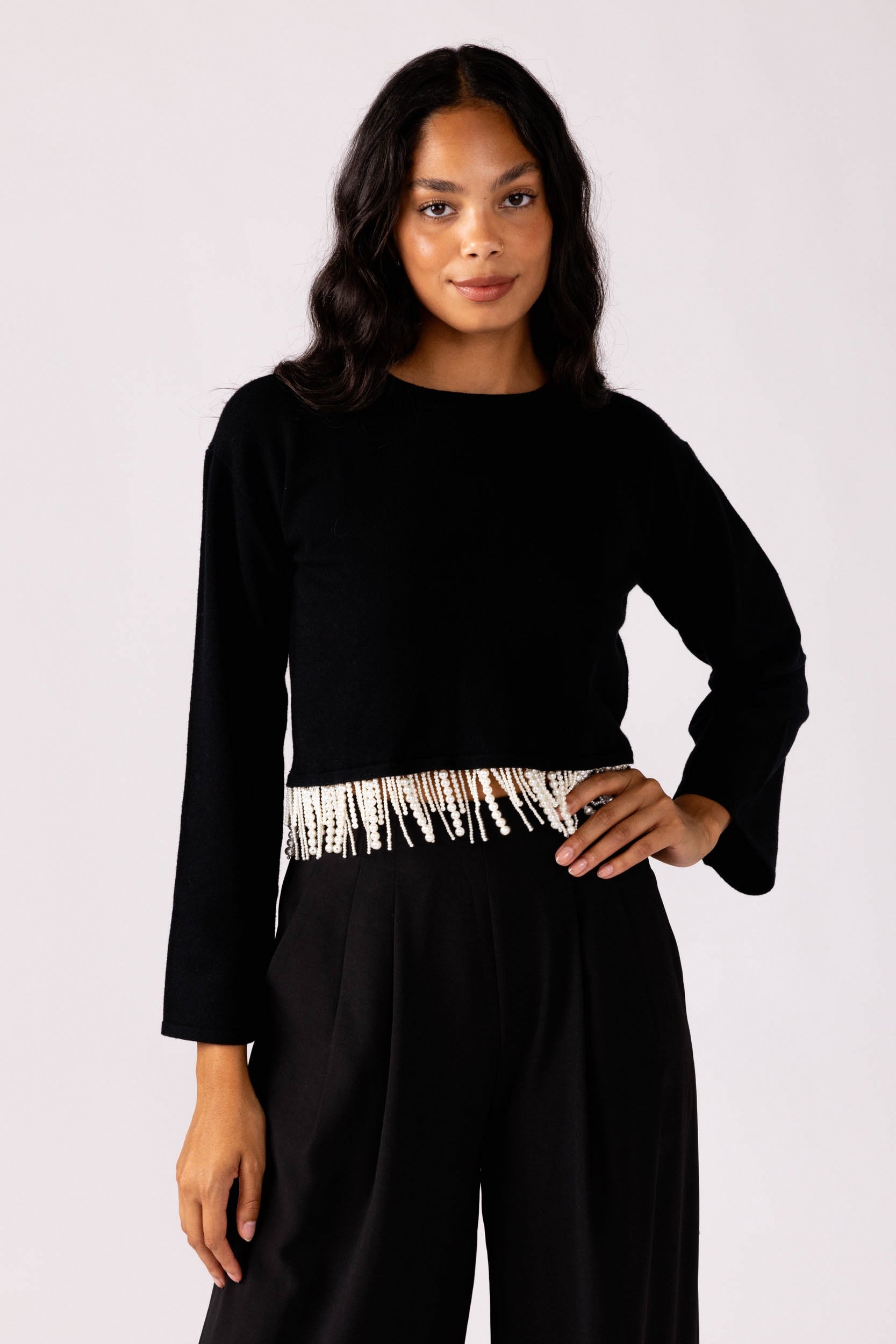 SALE - Chloe Pearl Fringe Top
