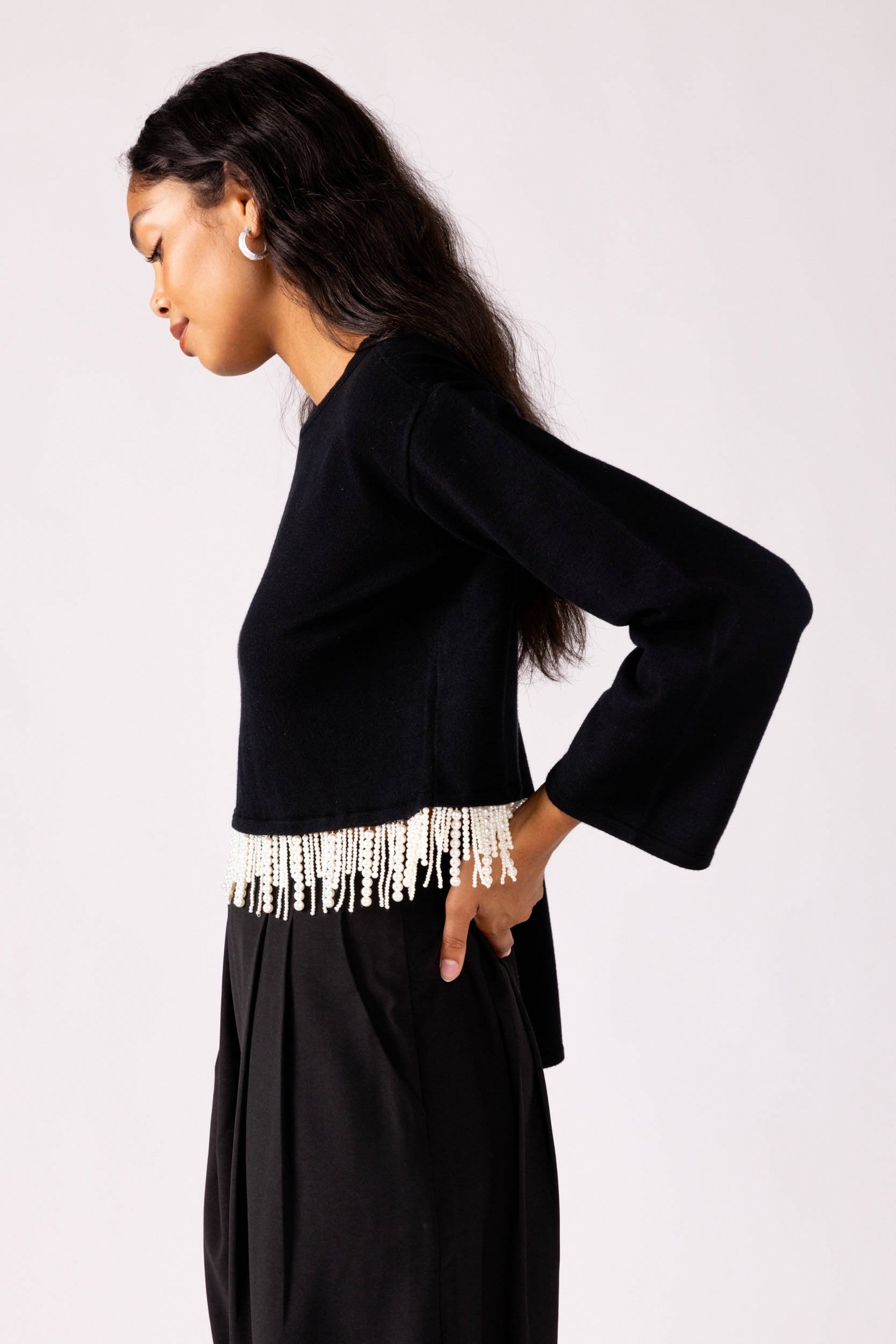SALE - Chloe Pearl Fringe Top