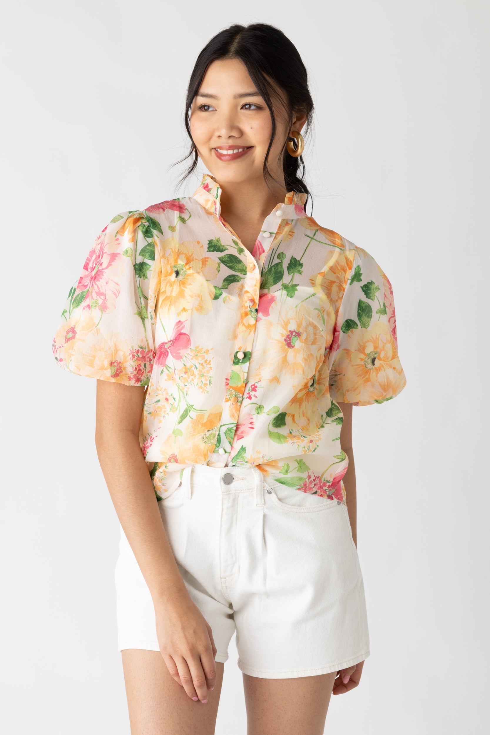 Rachel Short Sleeve Floral Blouse