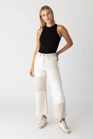 Hattie Wide Leg Patchwork Jeans