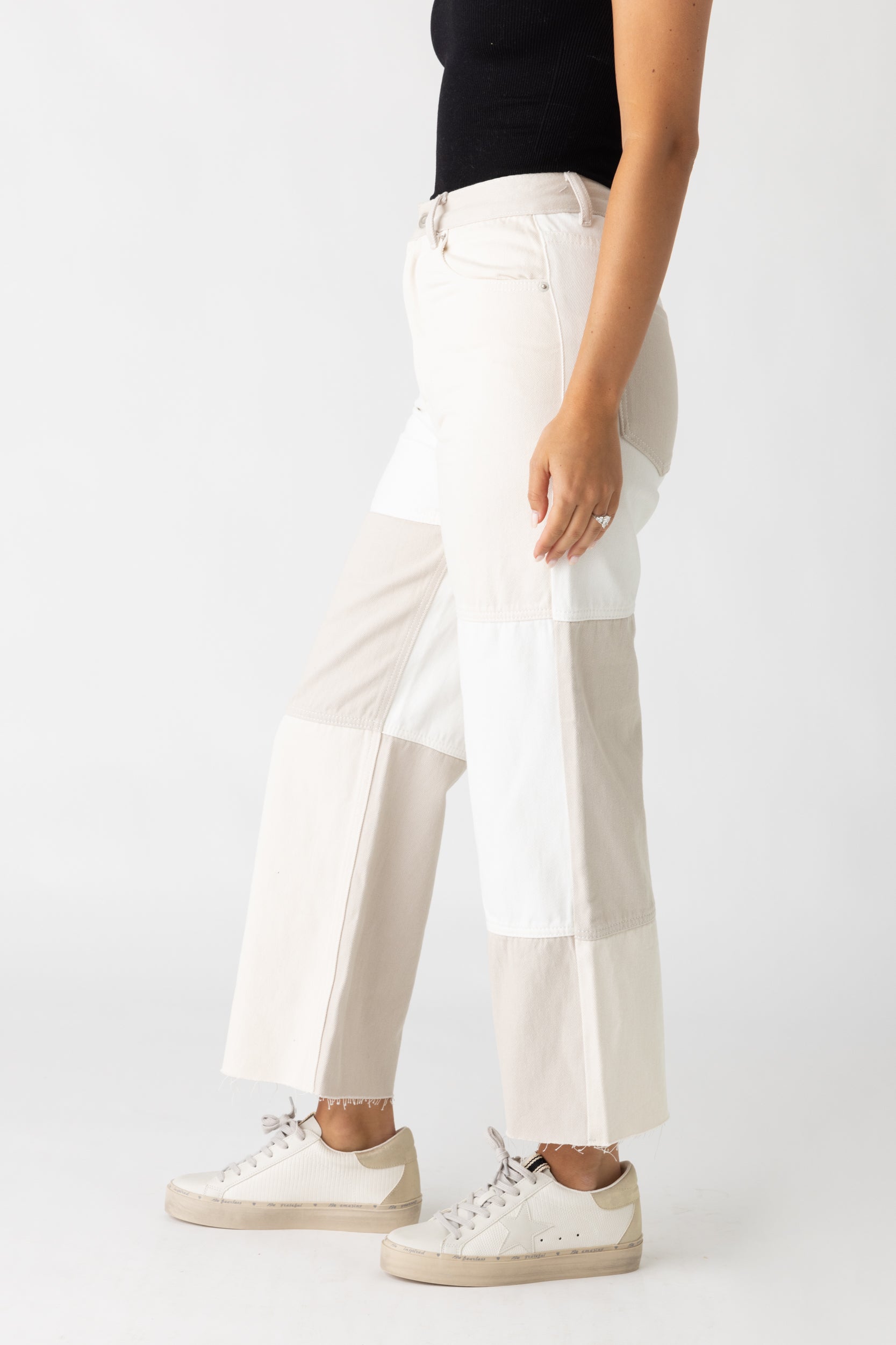 Hattie Wide Leg Patchwork Jeans