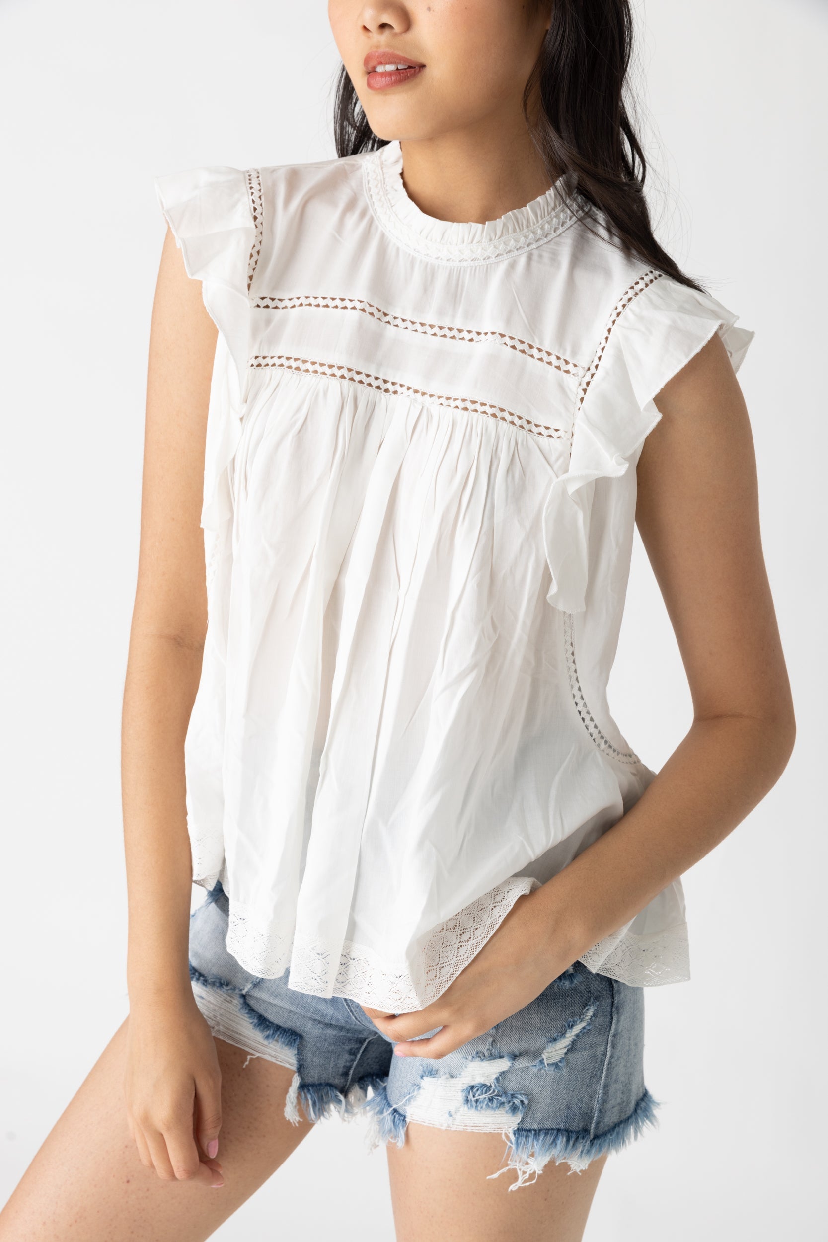 Adriana Sleeveless Peasant Blouse