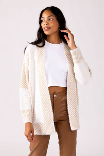 SALE - Ella Contrast Stitch Open Cardigan