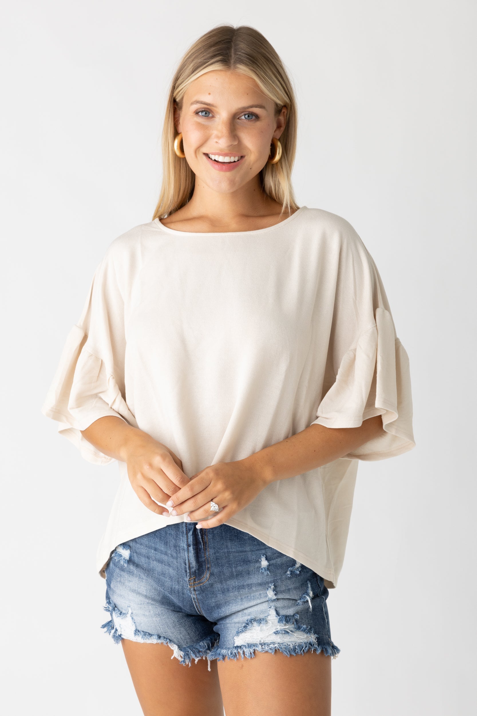 SALE - Brynn Ruffle Trim Tee