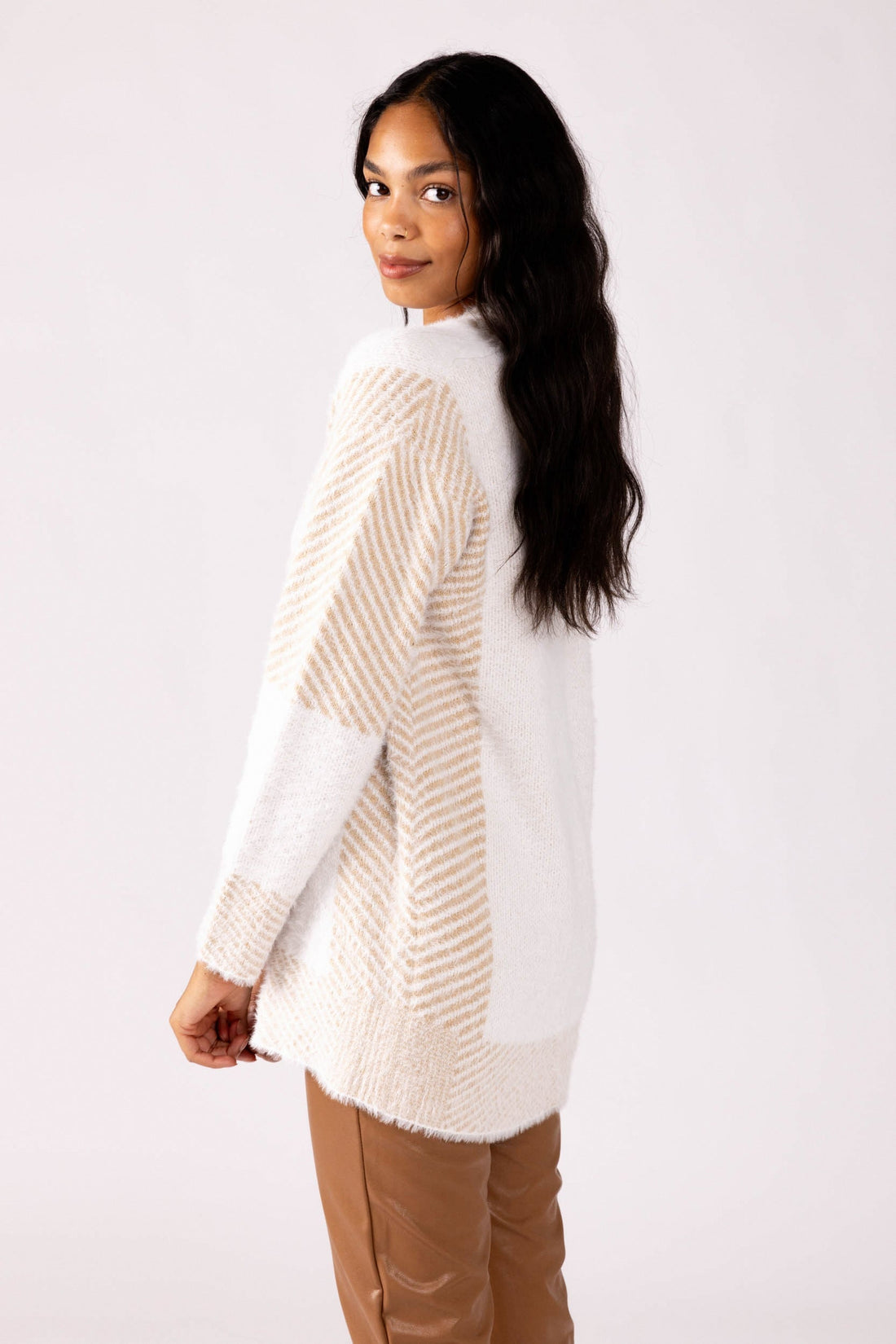 SALE - Ella Contrast Stitch Open Cardigan