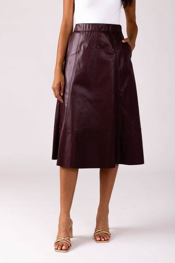 Jade Pleated Vegan Leather Skirt