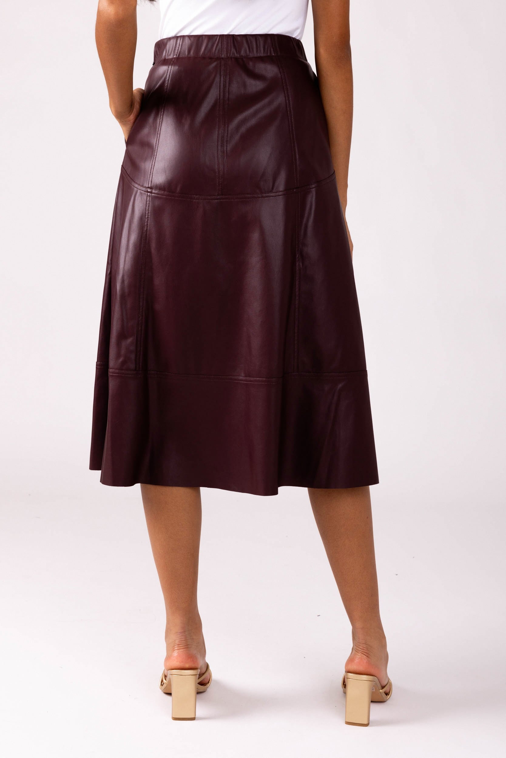 Jade Pleated Vegan Leather Skirt