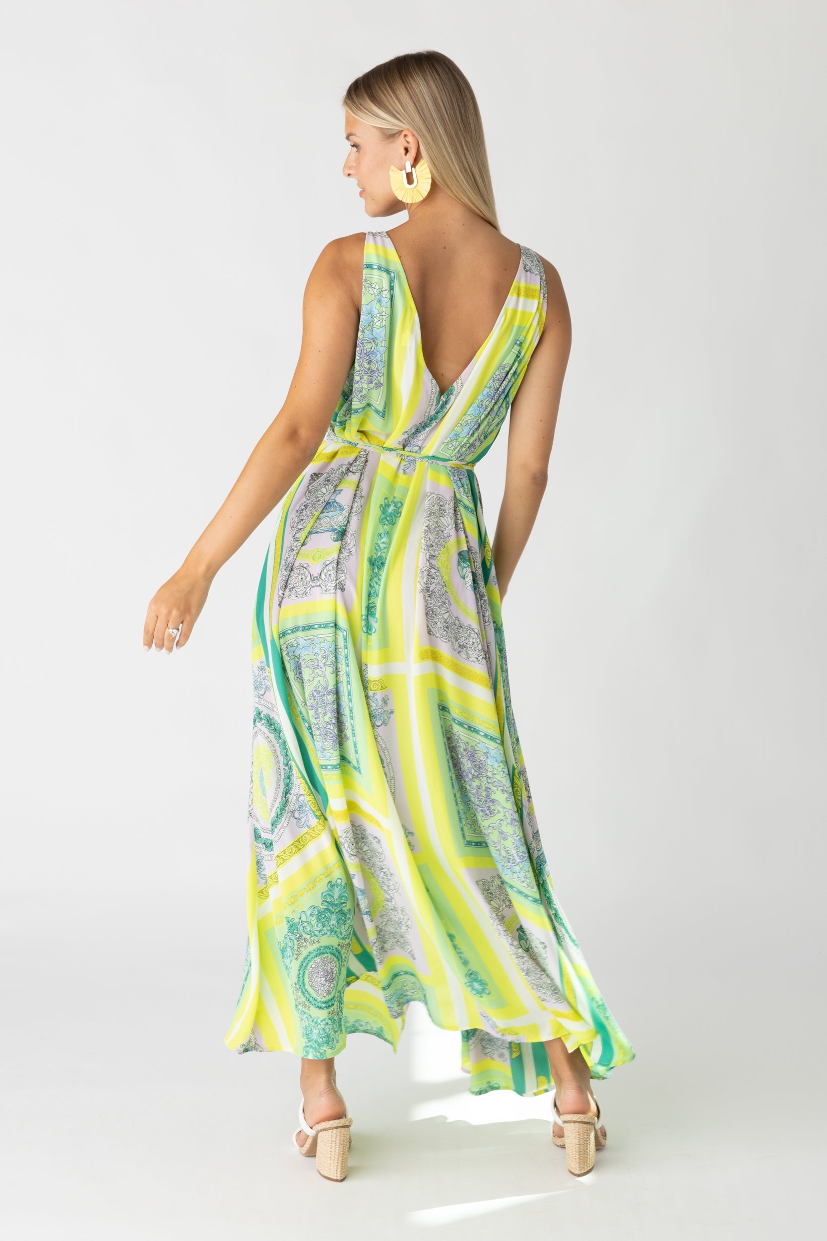 SALE - Rose Deep V Tie Front Maxi Dress