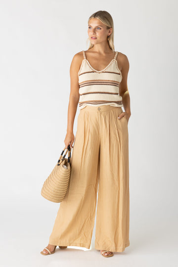 SALE - Holly Crinkle Pleat Wide Leg Pant
