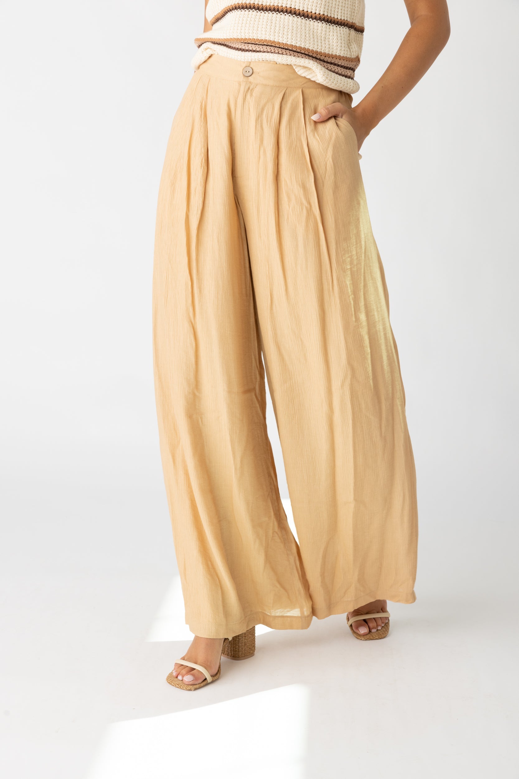 SALE - Holly Crinkle Pleat Wide Leg Pant