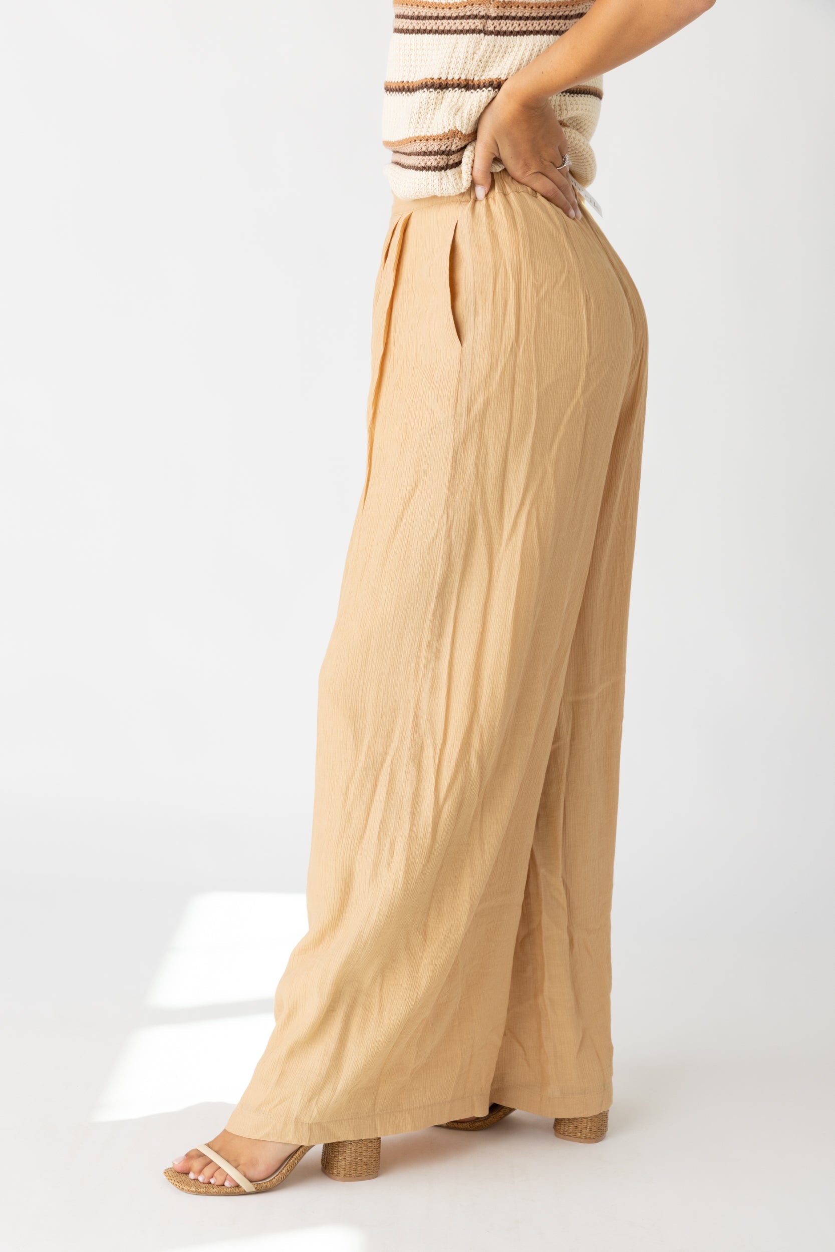 SALE - Holly Crinkle Pleat Wide Leg Pant