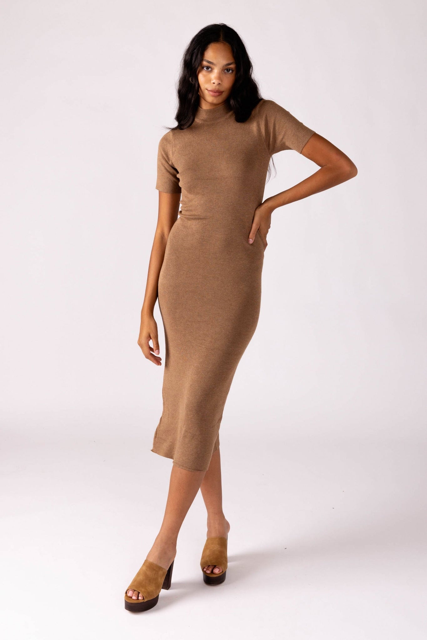 SALE - Ava High Neck Rib Dress