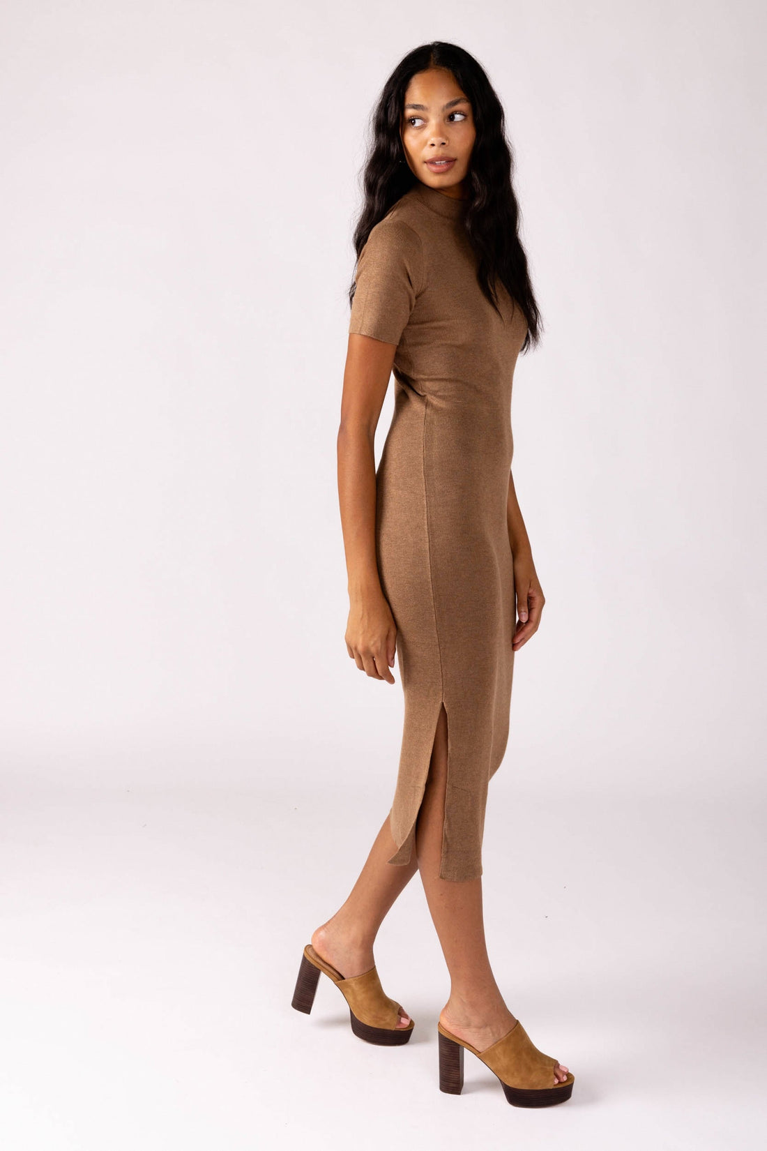 SALE - Ava High Neck Rib Dress