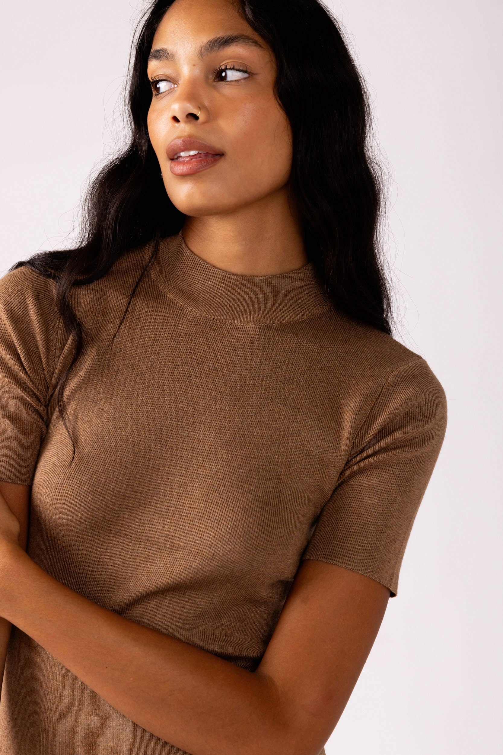 SALE - Ava High Neck Rib Dress
