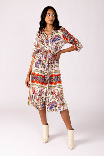 SALE - Melody Scarf Print Shirt Dress