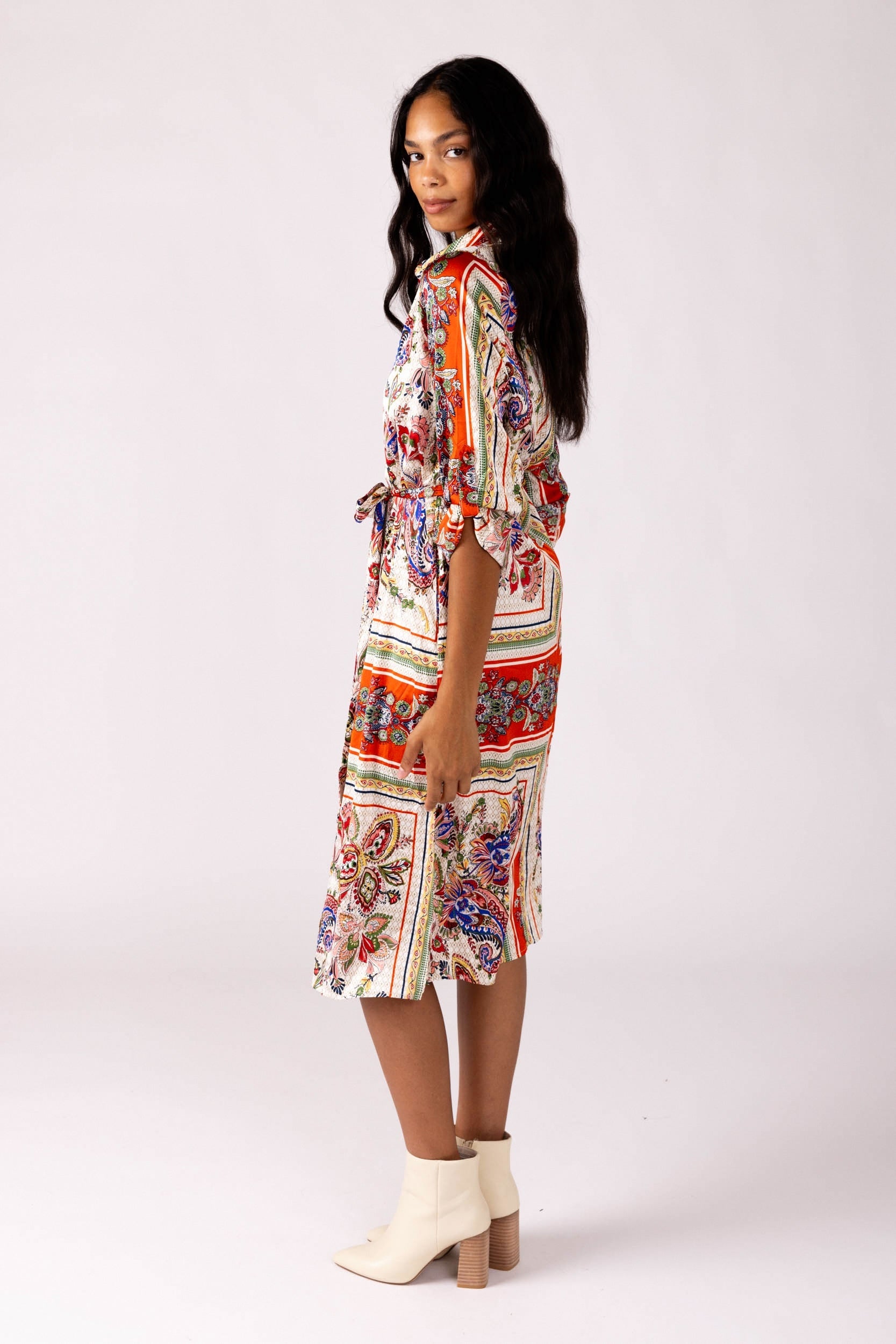 SALE - Melody Scarf Print Shirt Dress