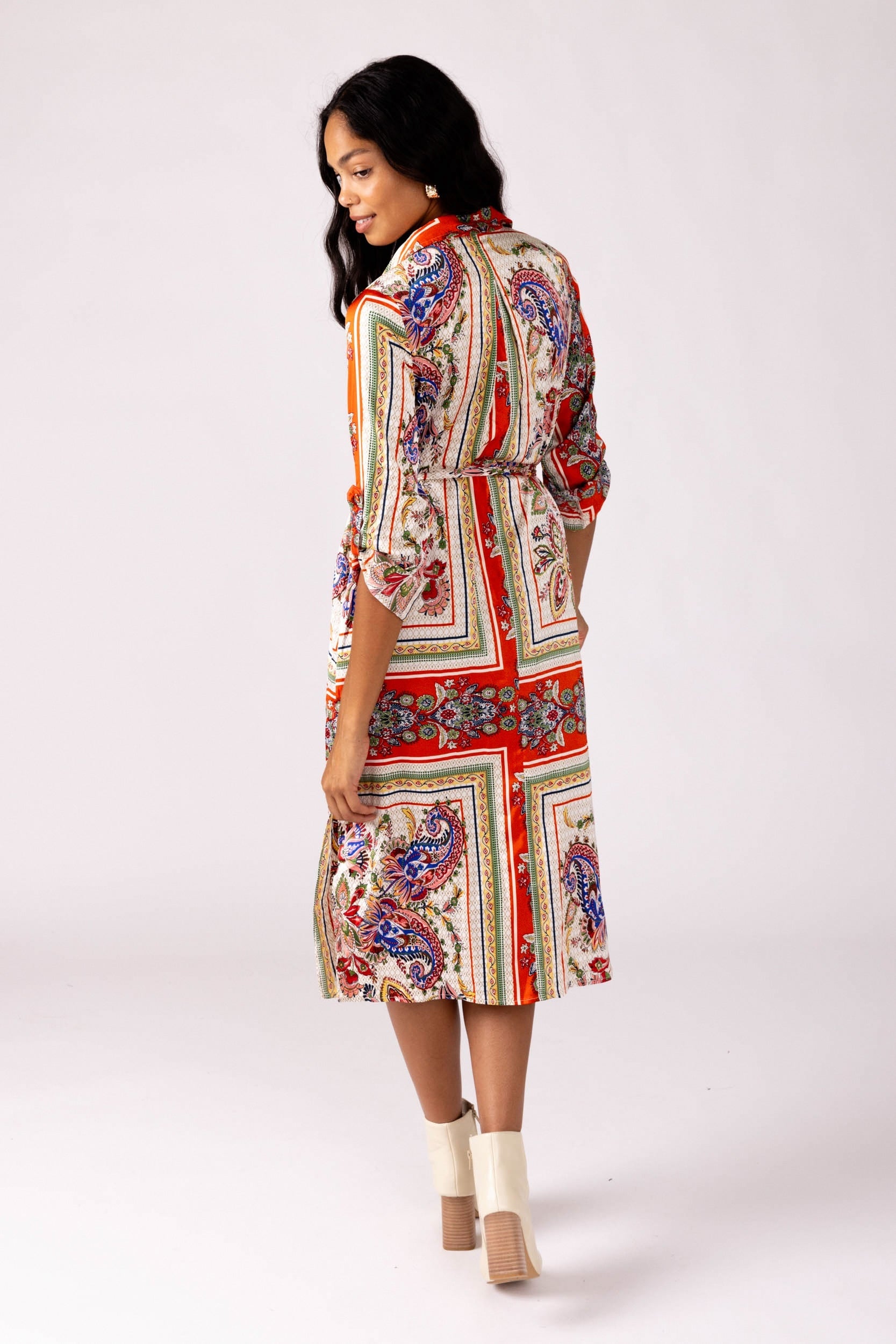 SALE - Melody Scarf Print Shirt Dress