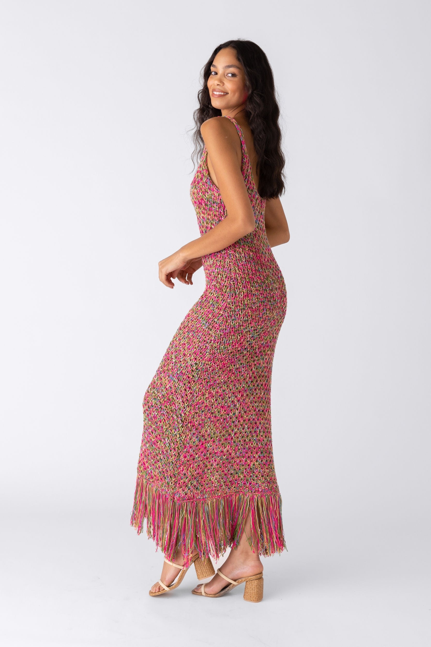 Alexa Crochet Fringed Midi Dress