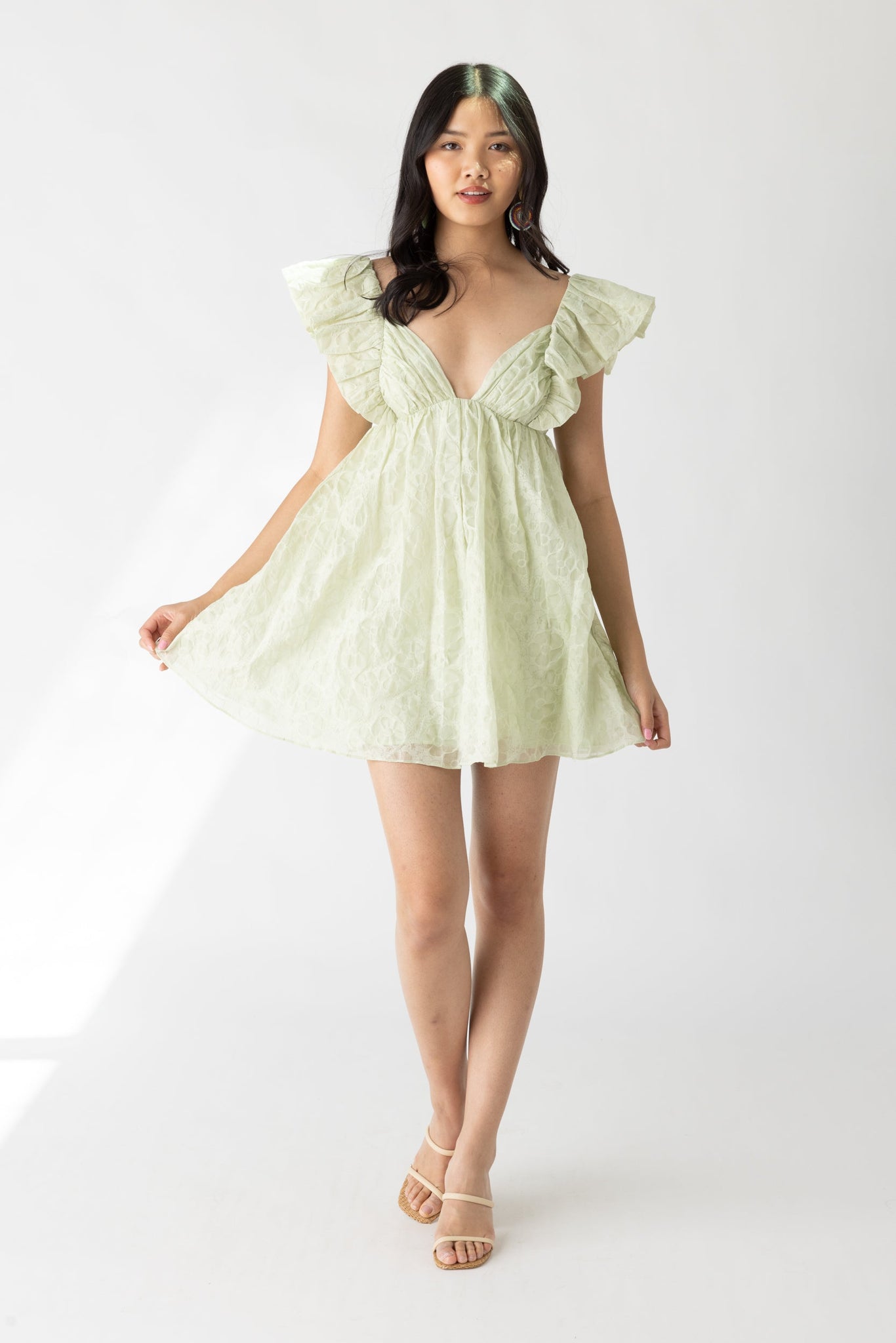 SALE - Aurora Printed Flutter Sleeve Mini Dress