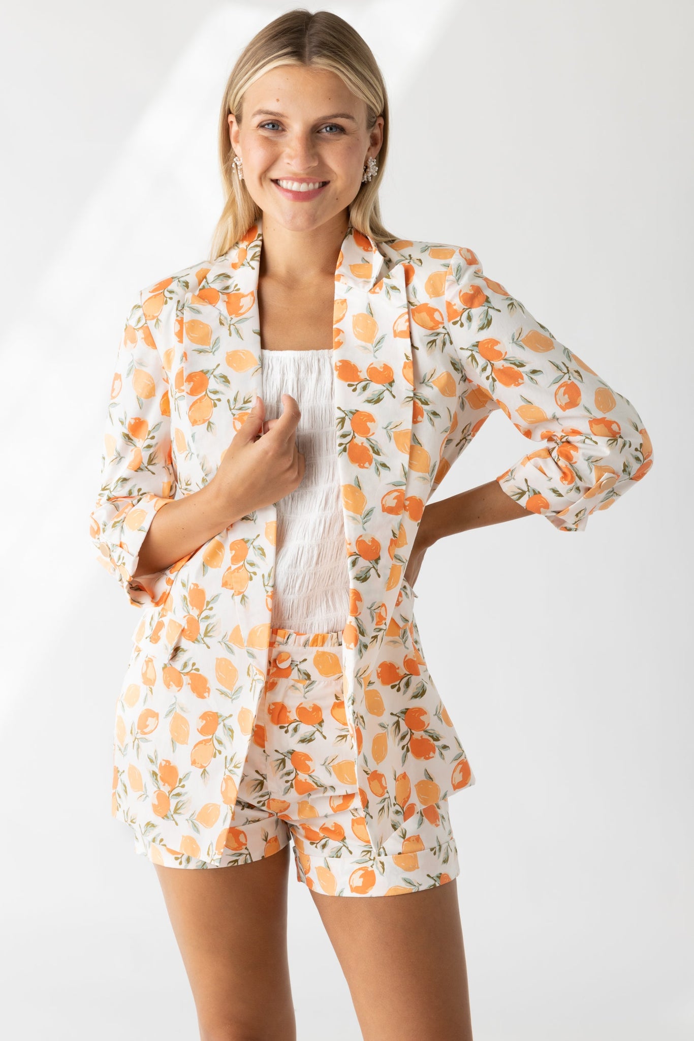 SALE - Isabel Peach Printed Blazer