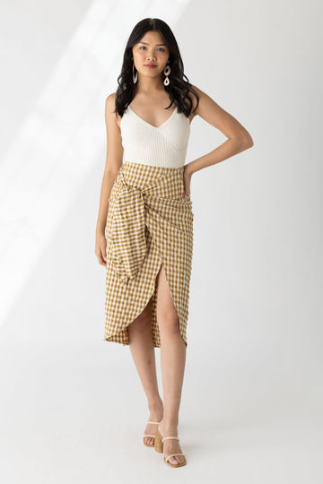 Gabi Check Print Tie Skirt