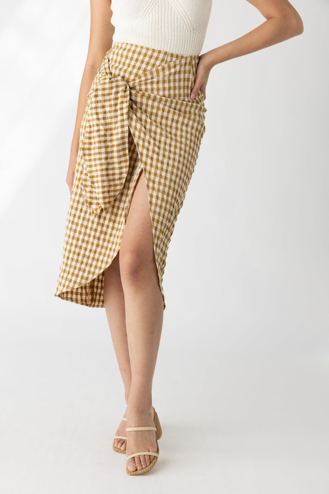 Gabi Check Print Tie Skirt