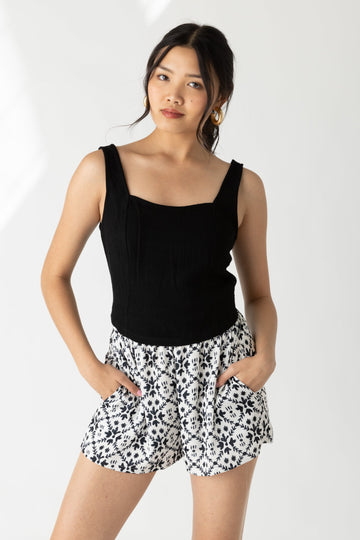 SALE - Becky Linen Cropped Tank