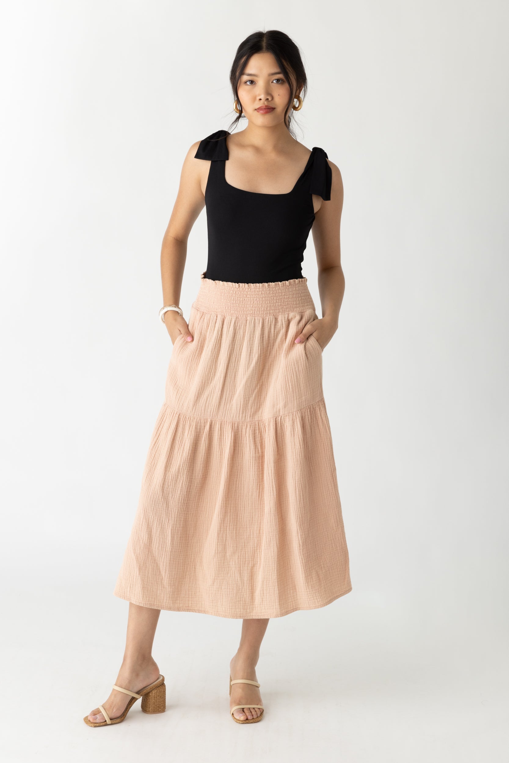 SALE - Lauri Tiered Gauze Midi Skirt