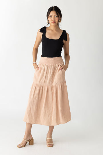 SALE - Lauri Tiered Gauze Midi Skirt