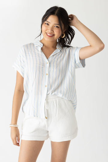 SALE - Daphne Striped Short Sleeve Button Down