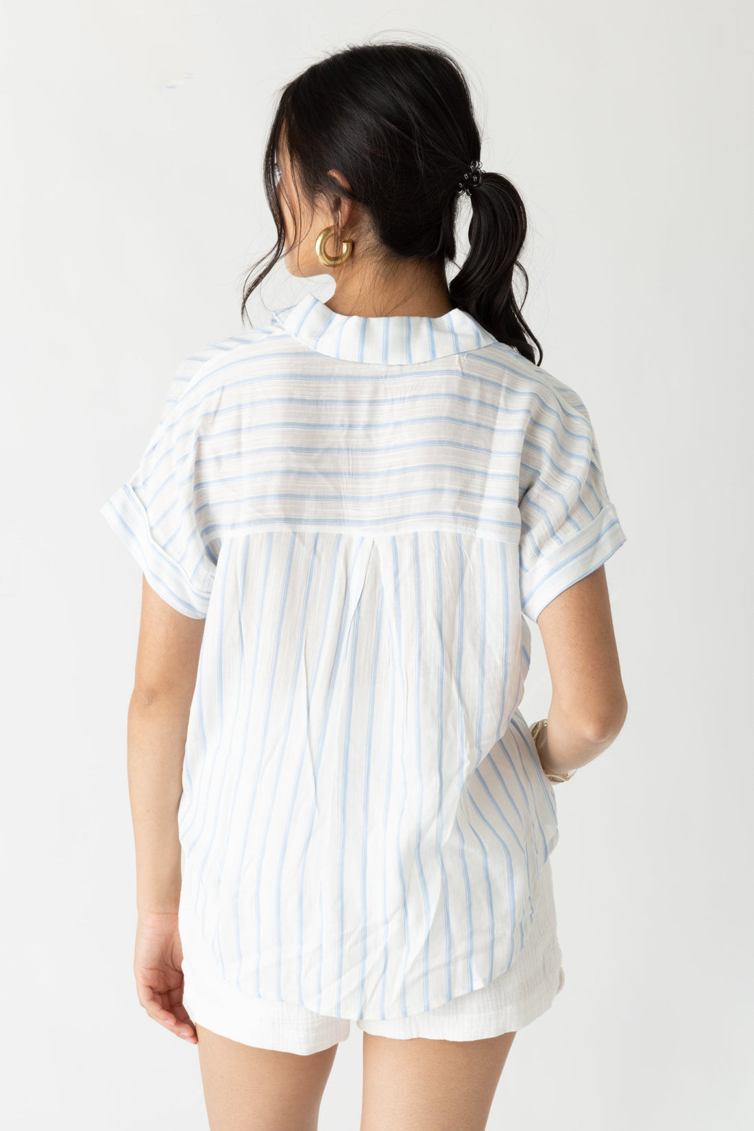 SALE - Daphne Striped Short Sleeve Button Down