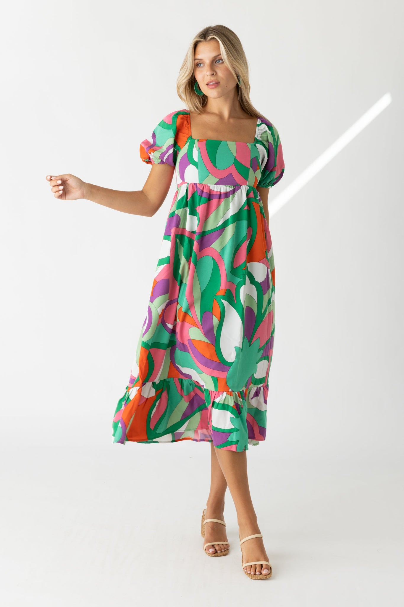 SALE - Crosby Printed Puff Sleeve Maxi Dress