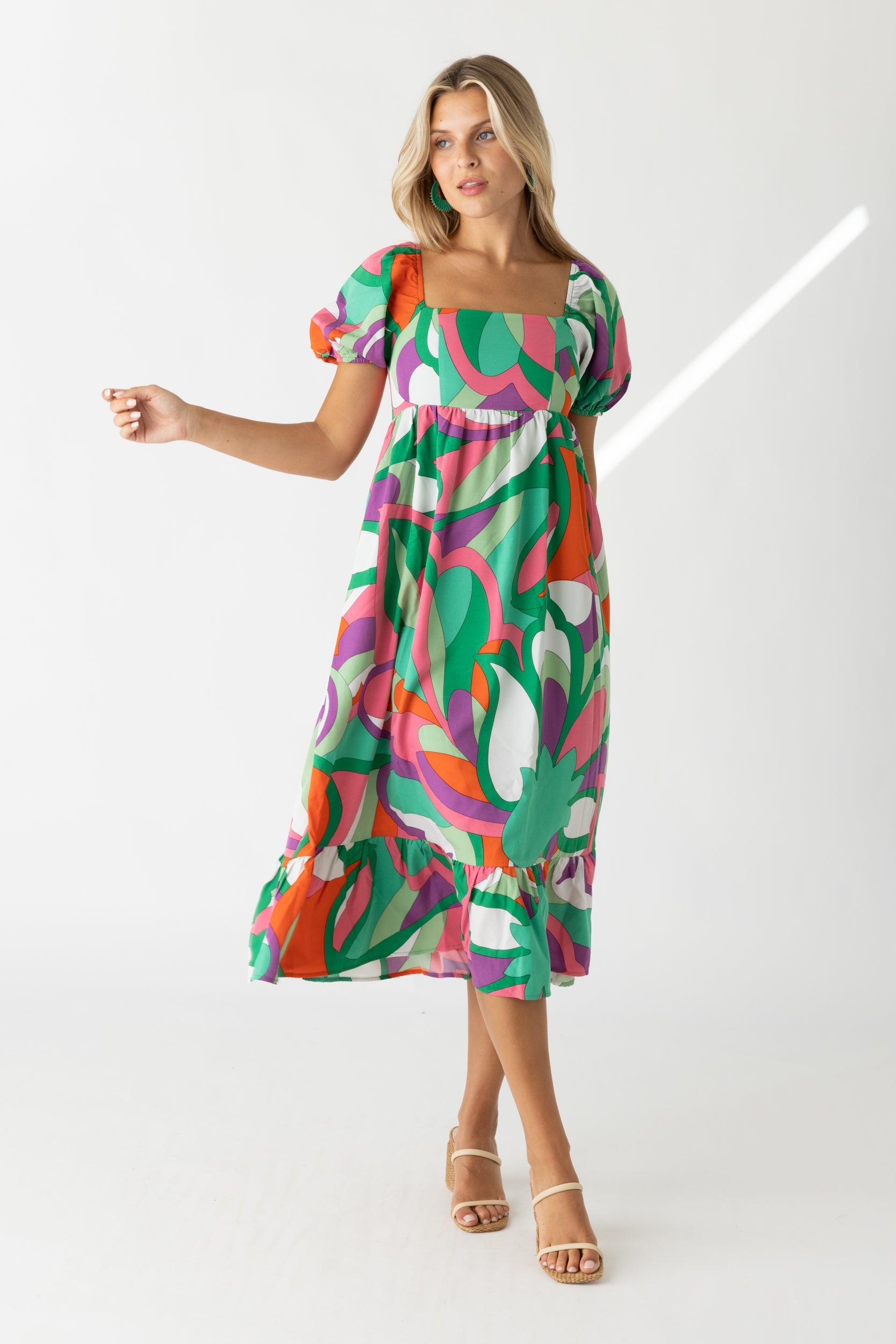 SALE - Crosby Printed Puff Sleeve Maxi Dress