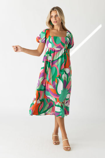 SALE - Crosby Printed Puff Sleeve Maxi Dress