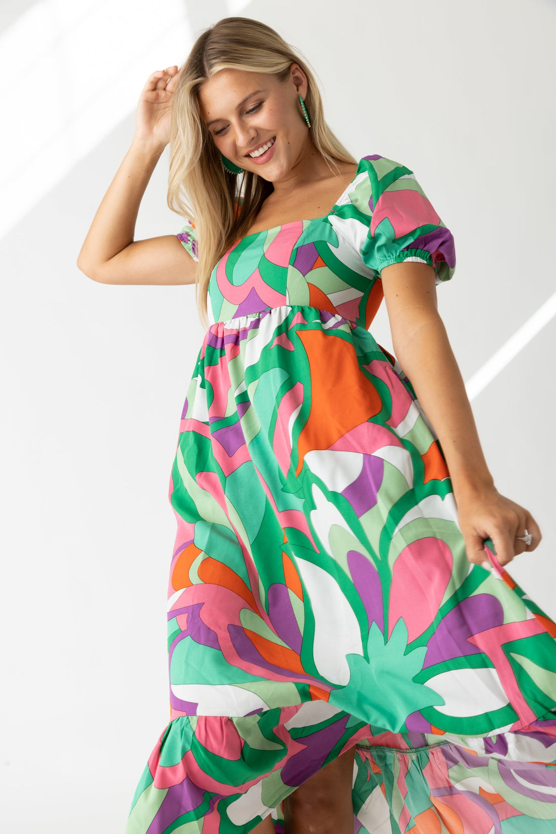 SALE - Crosby Printed Puff Sleeve Maxi Dress