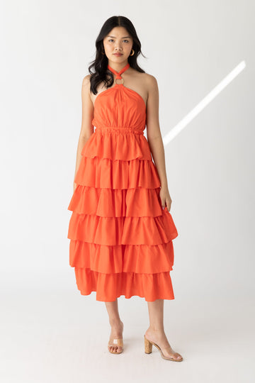 SALE - Laurie Halter Tiered Ruffle Midi Dress