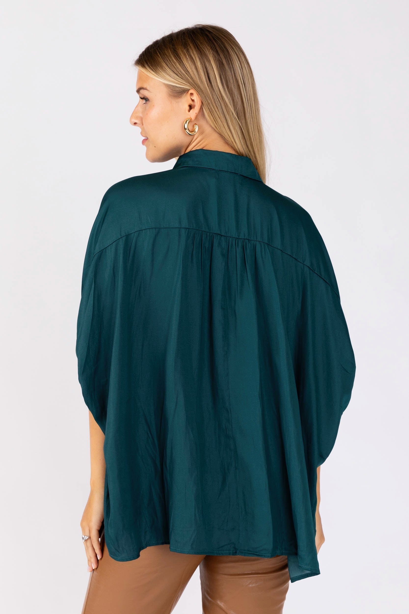 Jessie Boxy Satin Button Down Top