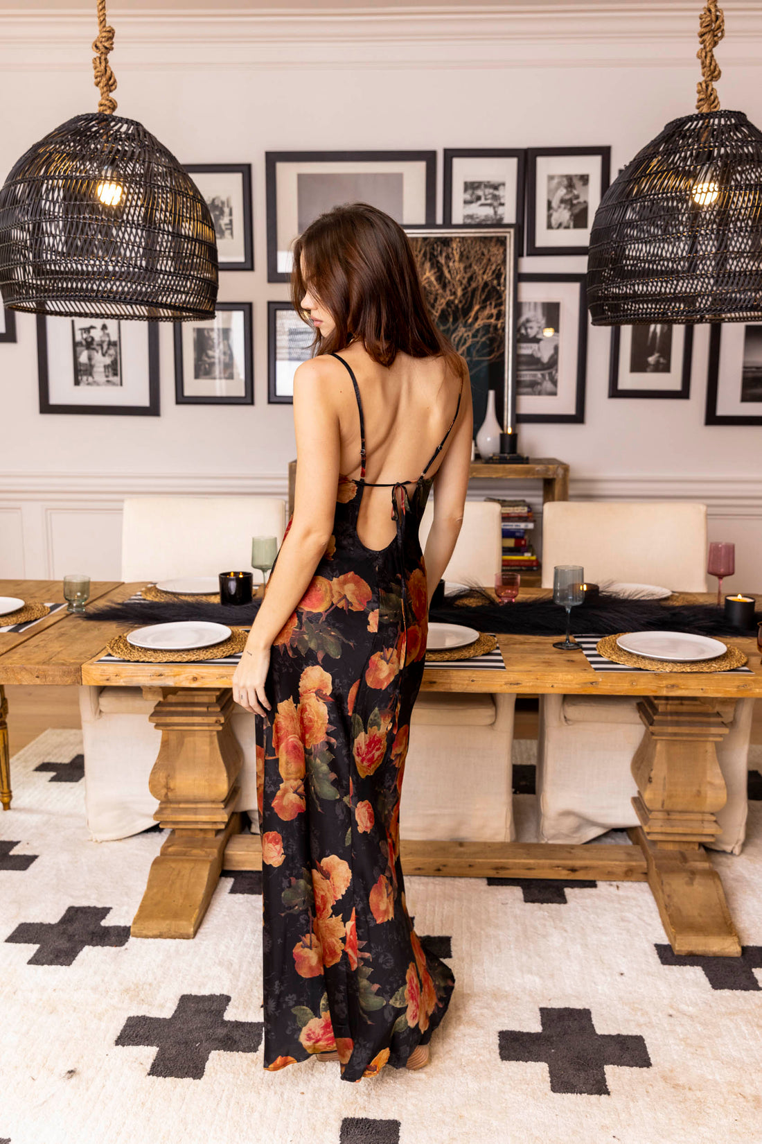 Victoria Floral Cowl Neck Maxi Dress
