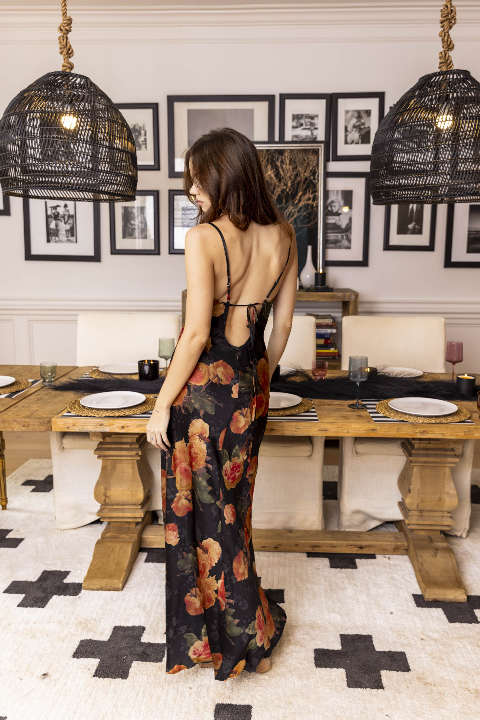 Victoria Floral Cowl Neck Maxi Dress