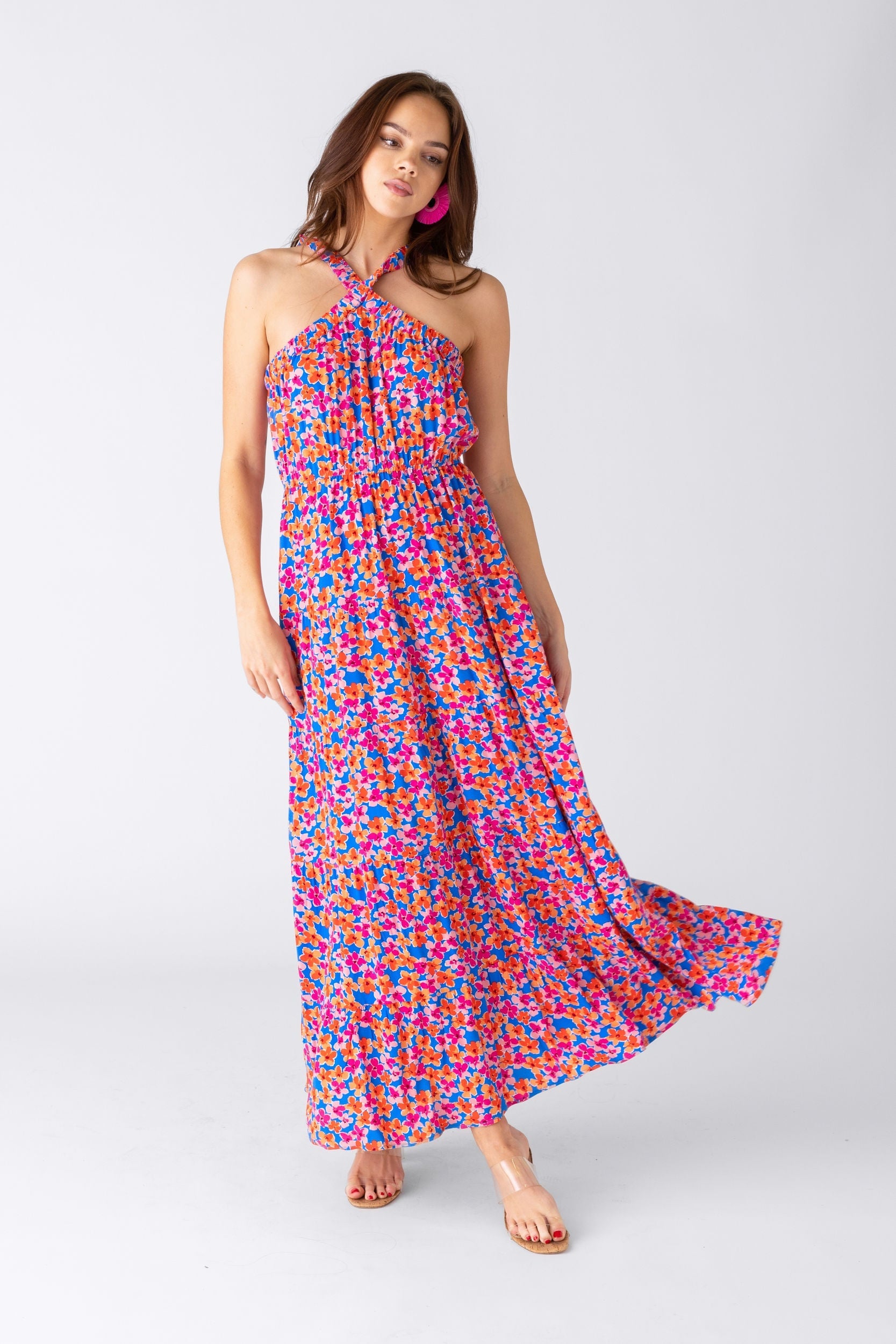 SALE - Lowri Floral Halter Neckline Maxi Dress